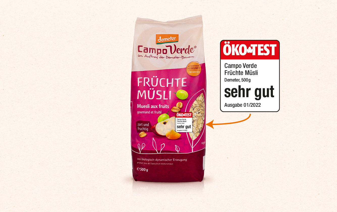 ÖKO-TEST: Unser Früchtemüsli wurde mit „sehr gut“ bewertet!