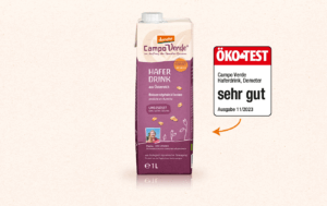 Der Campo Verde Demeter Haferdrink wurde von ÖKO-Test mit "sehr gut" bewertet!
