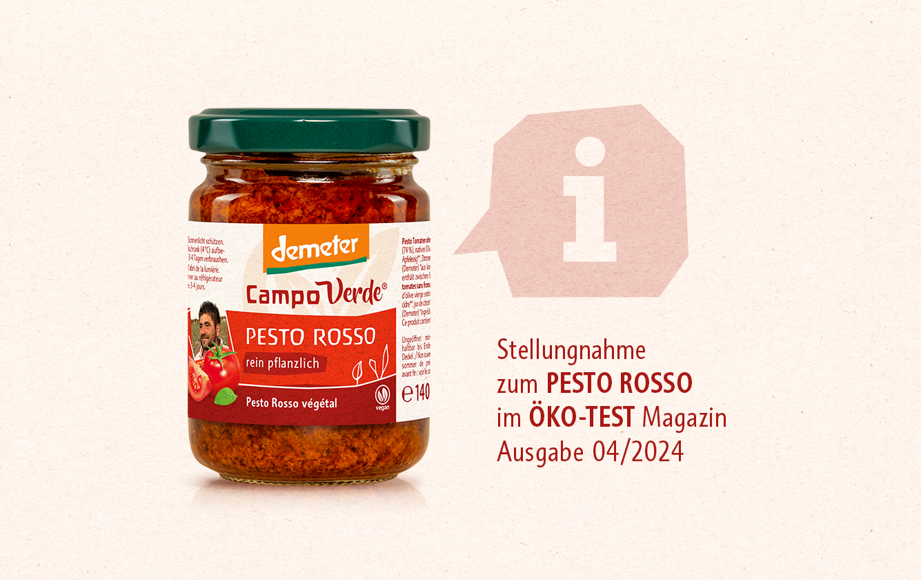 Stellungnahme zur Bewertung unseres Pesto Rosso im aktuellen ÖKO-TEST