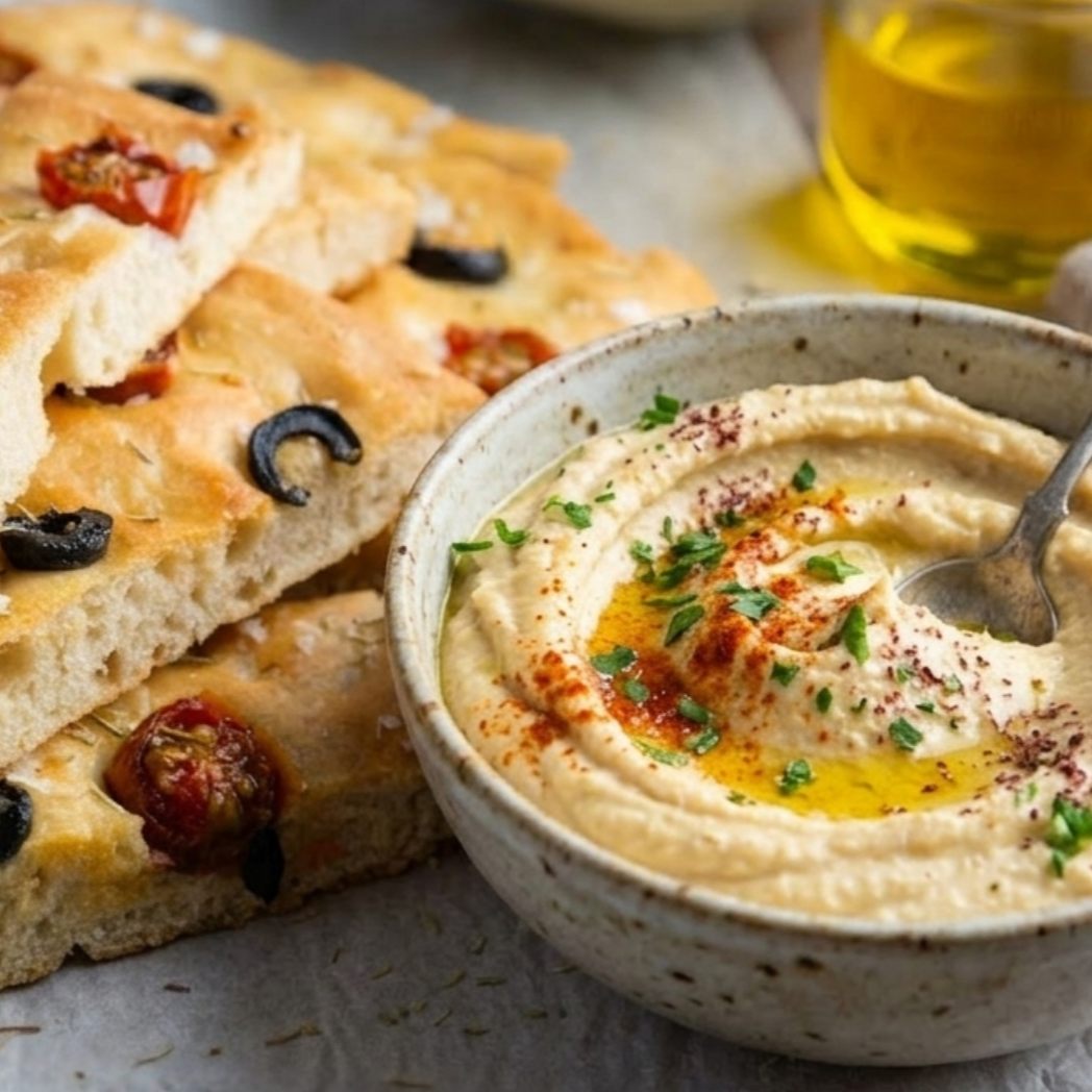 Focaccia mit Hummus