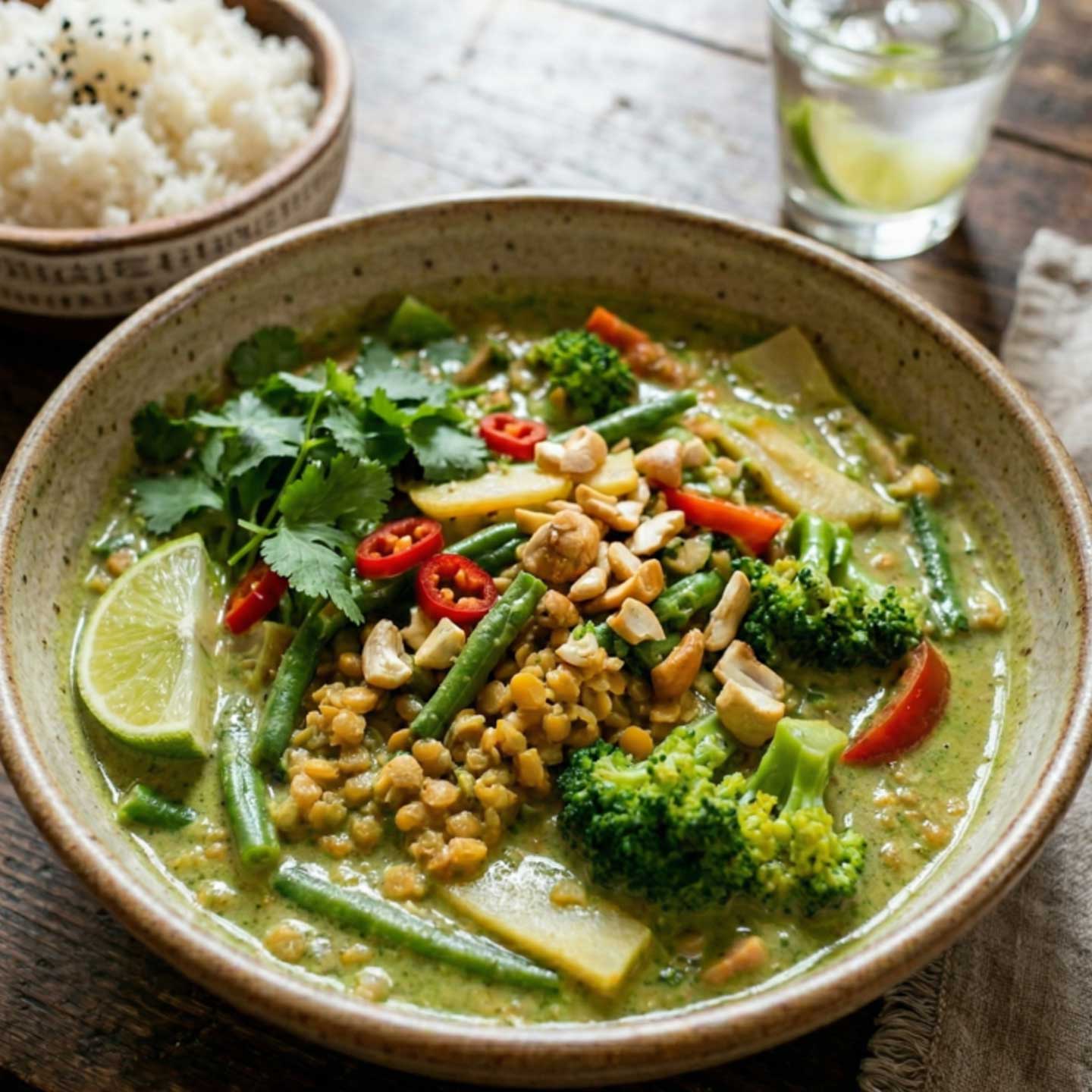 Grünes Kokos-Linsen-Curry